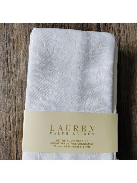 Lauren Ralph Lauren Other - Lauren Ralph Lauren White Gwenivere Damask Napkins set of 4 Cotton Blend